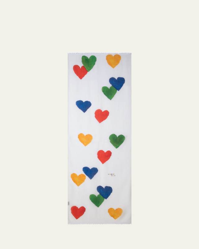 Cashmere Hearts Printed Scarf